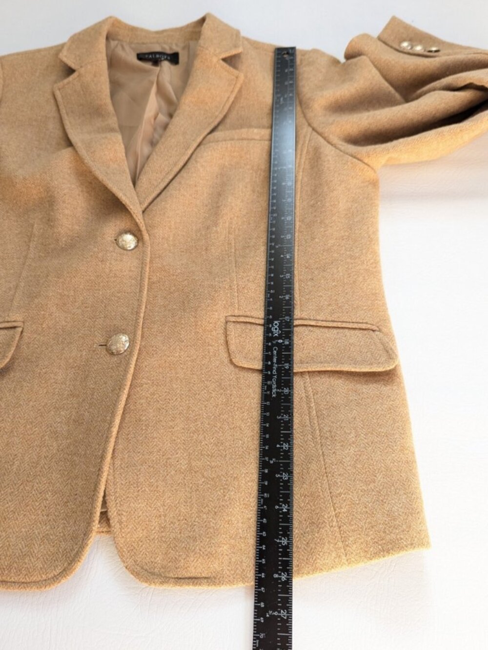 Talbots Classic Shetland Blazer Wool Blend Herringbone Size 16 Camel Tweed - Picture 10 of 15